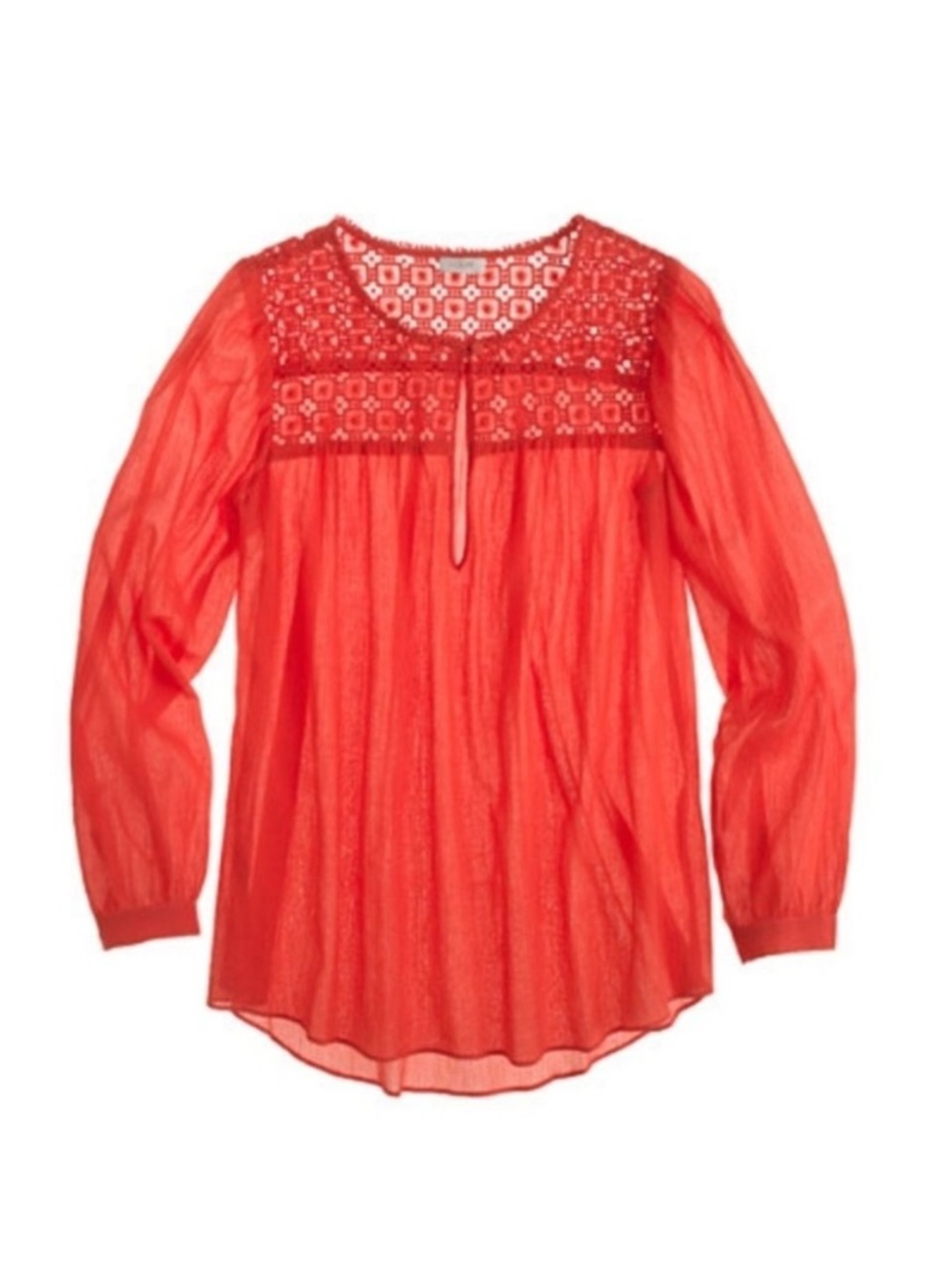 J.Crew Women’s Coral Orange Embroidered Gauze Top Size 6